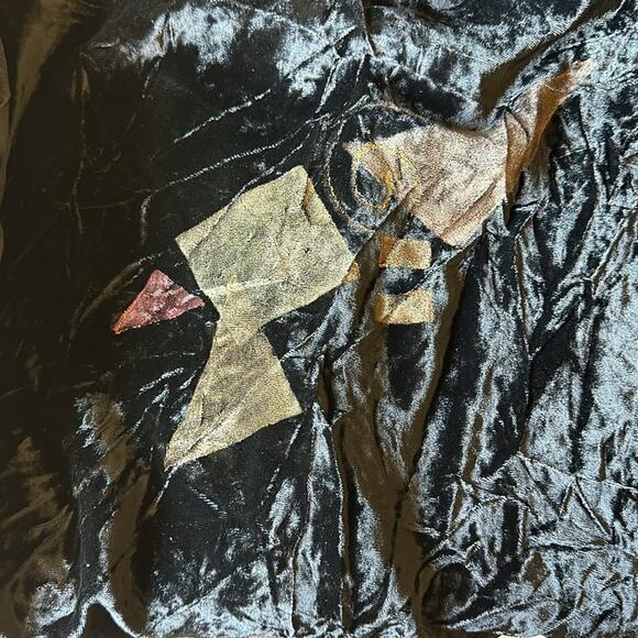 Scallops black crushed black velvet retro  80's button front blouse - Picture 7 of 7